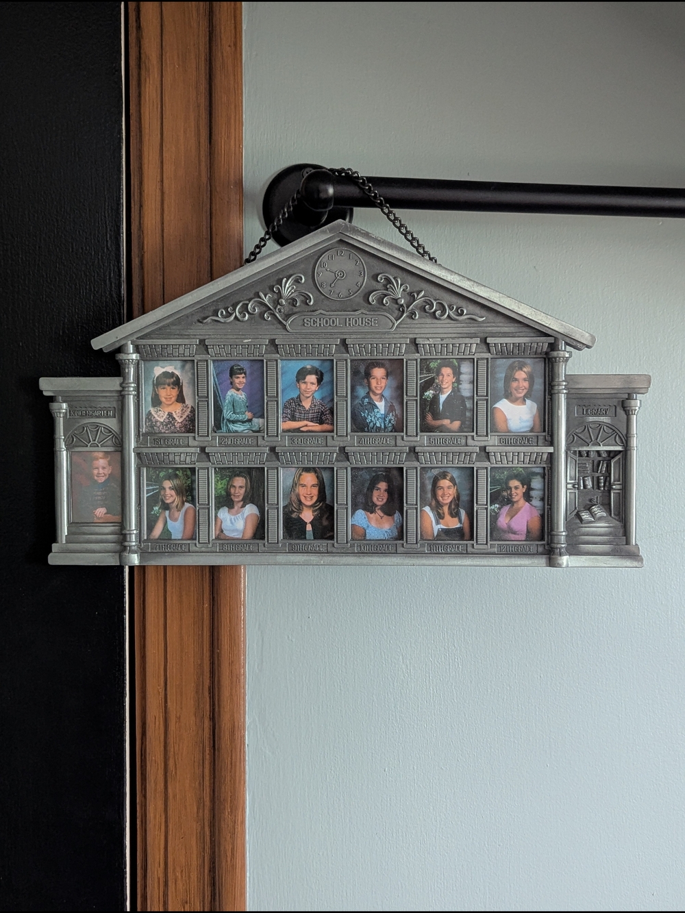 School Years Vintage Metal Silver School Years Schoolhouse Photo Frame Wall